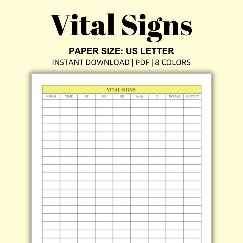 Vital Signs Sheet - Etsy