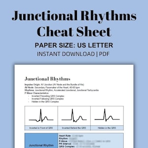 Junctional Rhythms | ECG Basics | ECG Interpretation | Cheat Sheet | Nursing | NCLEX | Printable | pdf