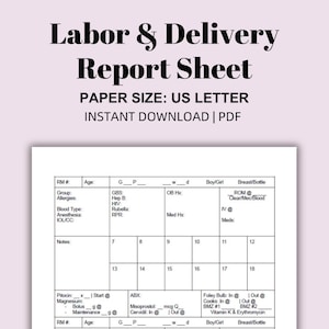 Labor & Delivery Report Sheet | Nurse Brain | Nursing | SBAR | Labor and Delivery | Printable | PDF