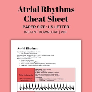 Atrial Rhythms | ECG Basics | ECG Interpretation | Cheat Sheet | Nursing | NCLEX | Printable | pdf