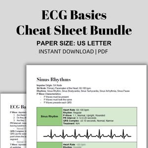 ECG Basics and Interpretation Bundle | Cheat Sheet | Nursing | NCLEX | Printable | pdf