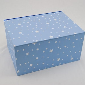 caja con tapa abatible; personalizable; CIELO AZUL ESTRELLADO