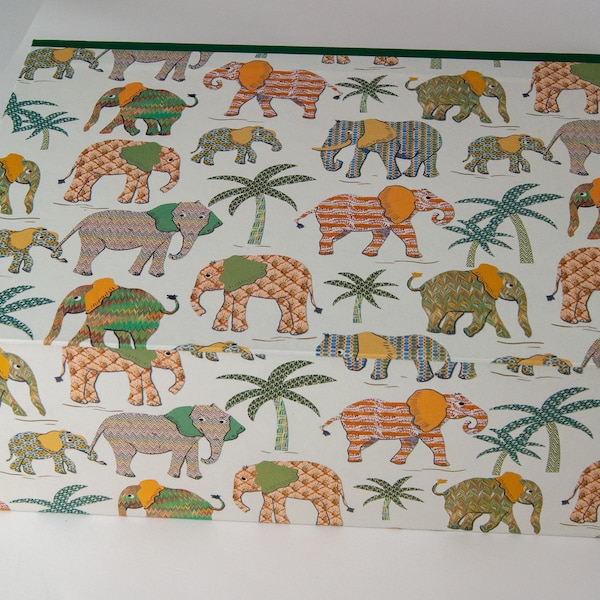 Personalized storage box with hinged lid in many sizes ELEPHANT COLORFUL