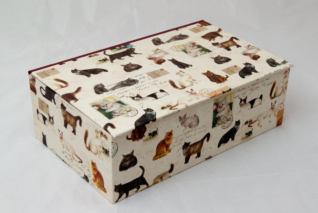 Personalized Storage Box With Hinged Lid in Many Sizes Cat Etsy