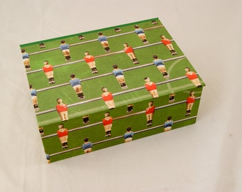 Personalized storage box with hinged lid in many sizes FOOTBALL