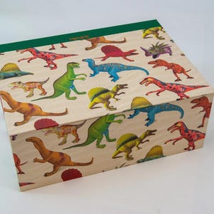 caja con tapa con bisagras; personalizable; DINOS