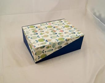 Decorative storage box with lid, in different sizes, customizable FISH