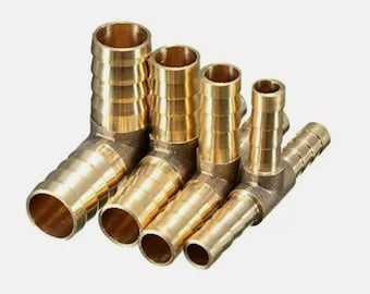 Raccord en T cannelé en laiton - Raccord de tuyau 6 mm 8 mm 10 mm 12 mm 25 mm