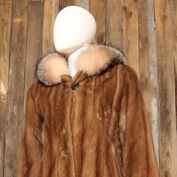 PINK / Natural shaved mink fur cape / Sheared mink fur cape