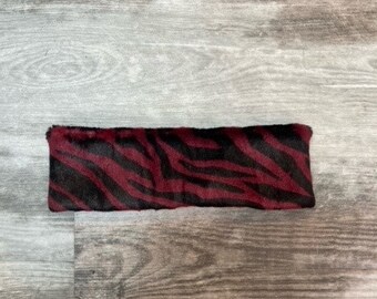 Red and black shaved and shaved beaver headband / Red and black dyed shaved and plucked beaver headband