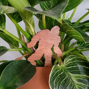 Bigfoot Sasquatch Plant Stake (2 Sizes) - Plant Accessories - Wood Indoor Plant Pot Décor - Houseplant Decoration - Plant Lover Gift Idea