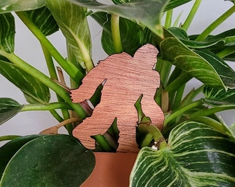 Bigfoot Sasquatch Plant Stake (2 Sizes) - Plant Accessories - Wood Indoor Plant Pot Décor - Houseplant Decoration - Plant Lover Gift Idea