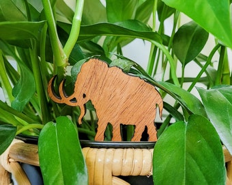 Woolly Mammoth Dinosaur Plant Stake (2 Sizes) - Indoor Houseplant Accessories & Decorations - Gift Idea for Plant Lovers, Moms and Dads