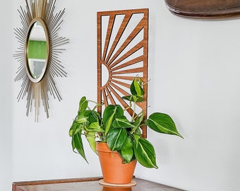 MCM Sunburst Indoor Plant Trellis (3 Sizes for 2-6" Pots) | Mini & Small Wood House Plant Support for Pothos, Hoya, Peperomia, Philos + More