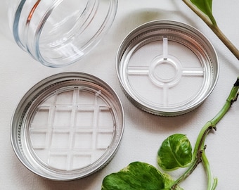 Mason Jar Plant Propagation "Frog Lid" Inserts (2-Pack) - Hold Flowers & Plant Cutting Stems in Place - Make a Hydroponic Jar Vase