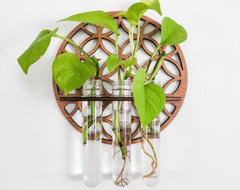 Wall Propagation Station - 3 Test Tube Hydroponic Holder for Propagating Plant Cuttings in Water - Hanging Plant Room Décor, Plant Gift Idea