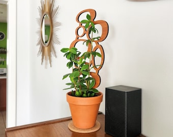 MCM Circles Indoor Plant Trellis (3 Sizes for 2-6" Pots) | Mini & Small Wood House Plant Support for Pothos, Hoya, Peperomia, Philos + More!