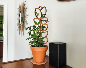 MCM Tulip Indoor Plant Trellis (3 Sizes for 2-6" Pots) | Mini & Small Wood House Plant Support for Pothos, Hoya, Peperomia, Philos + More!