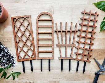 Bundle of 4 Indoor Plant Trellises (3 Sizes for 2-6" Pots) | Mini & Small Wood House Plant Supports for Pothos, Hoya, Ivy, Philos + More!