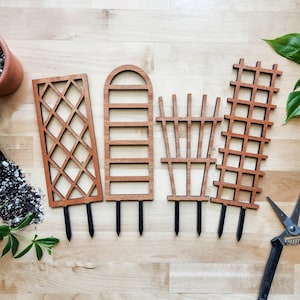 Bundle of 4 Indoor Plant Trellises (3 Sizes for 2-6&quot; Pots) | Mini & Small Wood House Plant Supports for Pothos, Hoya, Ivy, Philos + More!
