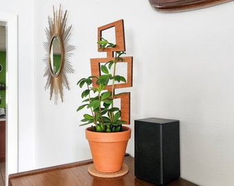 MCM Rectangles Indoor Plant Trellis (3 Sizes for 2-6" Pots) | Mini & Small Wood House Plant Support for Pothos, Hoya, Peperomia, + More!