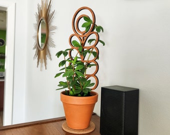 MCM Flower Indoor Plant Trellis (3 Sizes for 2-6" Pots) | Mini & Small Wood House Plant Support for Pothos, Hoya, Peperomia, Philos + More!