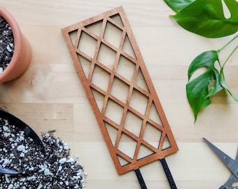 Lattice Indoor Plant Trellis (3 Sizes for 2-6" Pots) | Mini & Small Wood House Plant Support for Pothos, Hoya, Peperomia, Ivy, Philo + More!