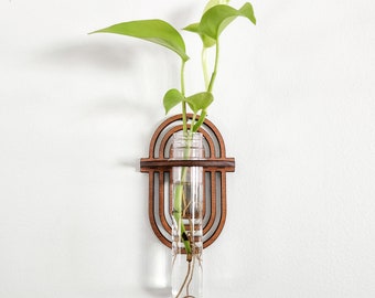 Wall Propagation Station - Boho Rainbow Design - Hydroponic Test Tube Holder for Propagating Plant Cuttings in Water - Hanging, Mounted