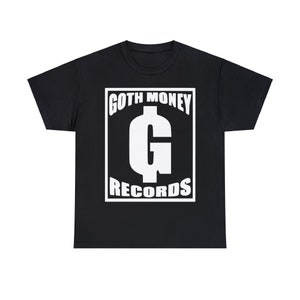 Camiseta gótica con Logo de Money Records OG Box, Camiseta de algodón GMR Wear Merch