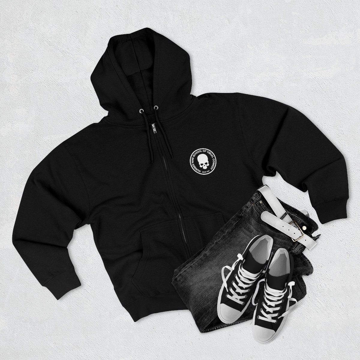 Number Nine School of Visual Comedy Premium Full Zip Hoodie - Etsy