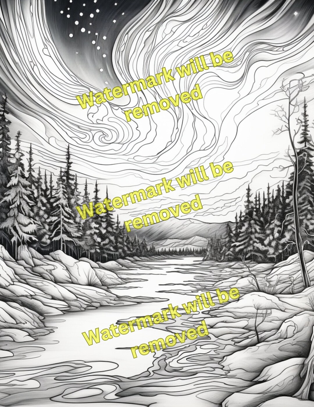 Northern Lights Coloring Page - Etsy