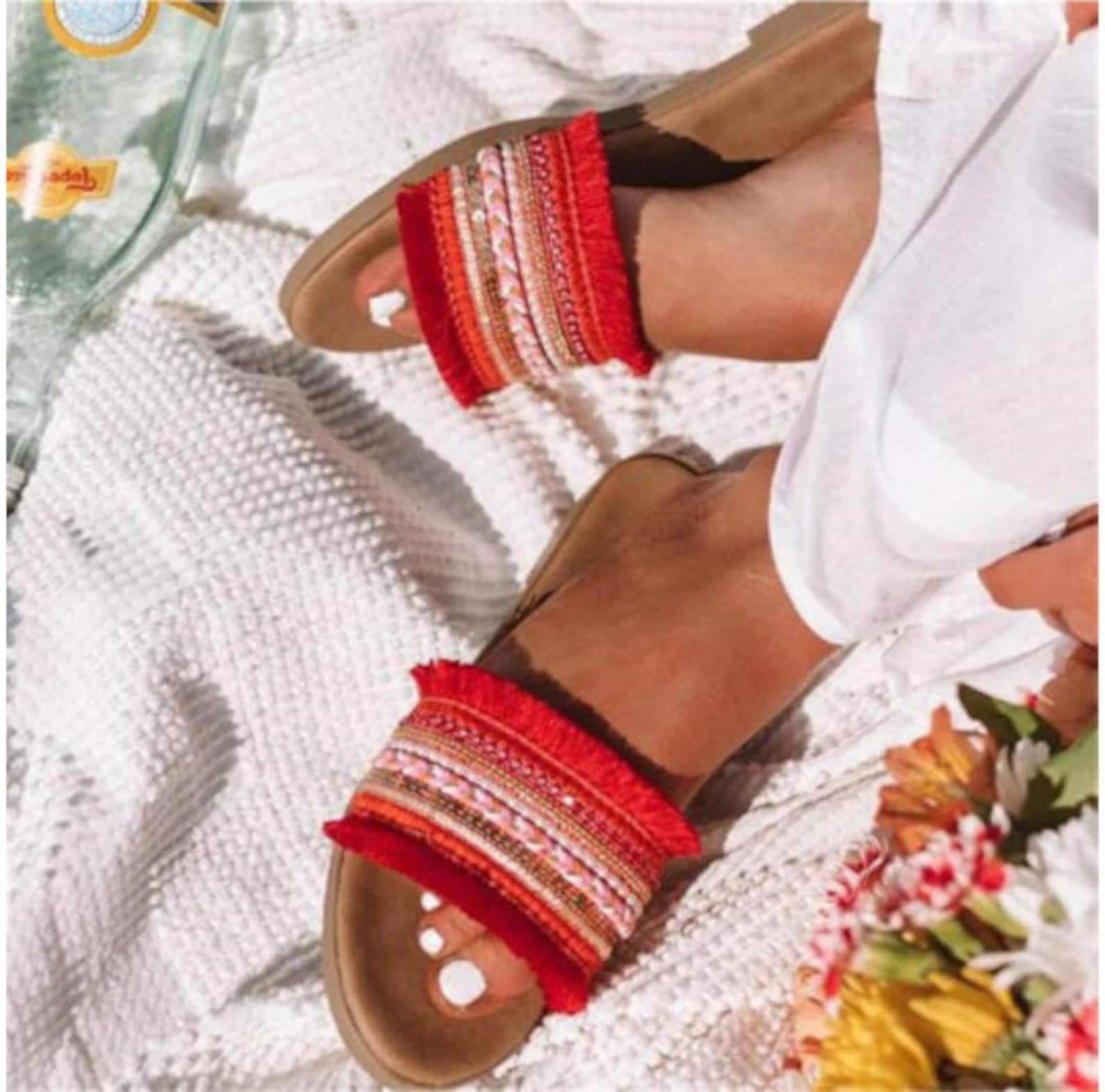 Women Slippers 2021 Summer New Rome Retro Sandals Flat Casual | Etsy