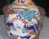 Japanese Meiji Period Moriage Enameled Satsuma Vase Vessel