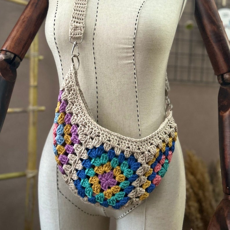 Granny Square Bum Bag Hand Crochet Crossbody Bag Festival Etsy