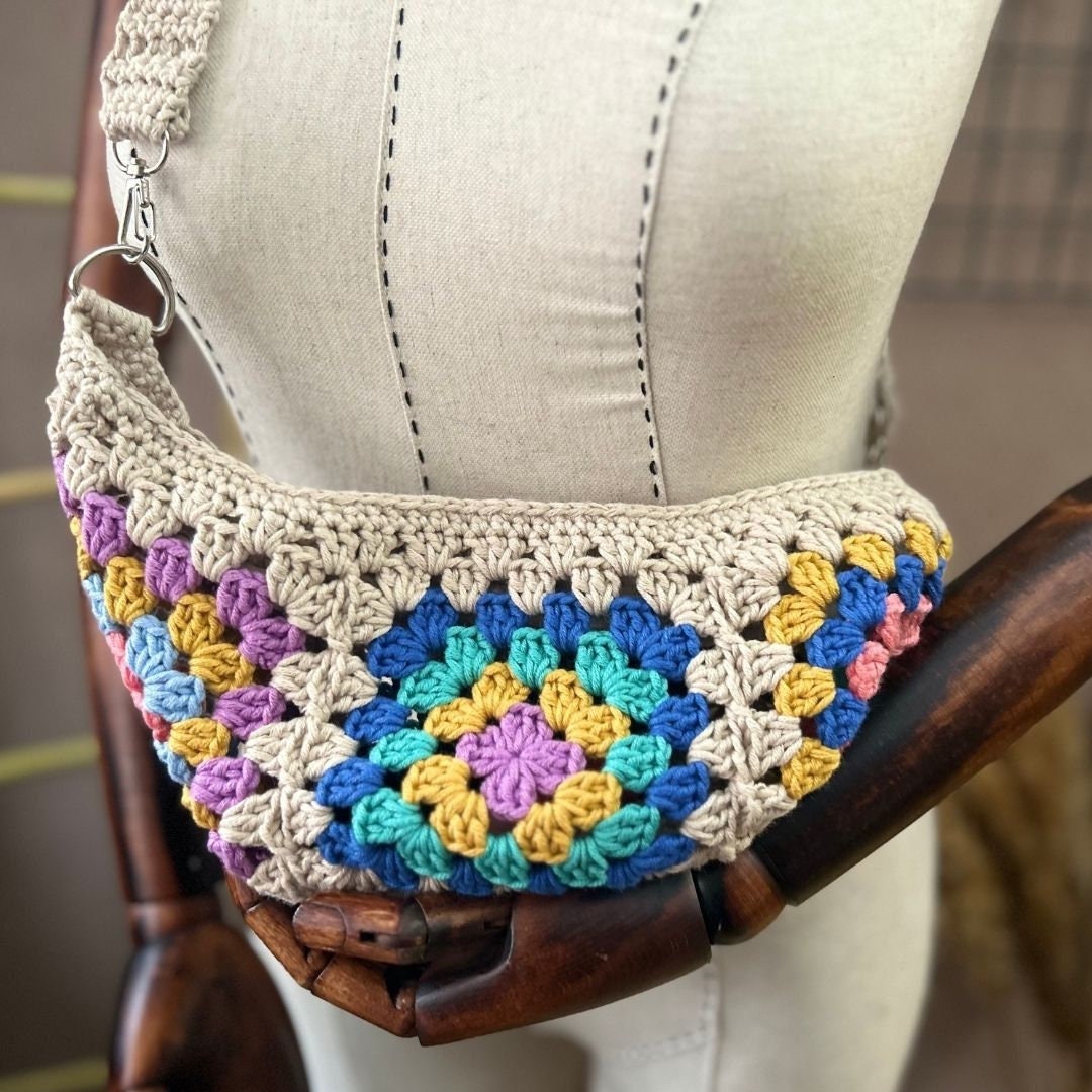 Granny Square Bum Bag Hand Crochet Crossbody Bag Festival Etsy