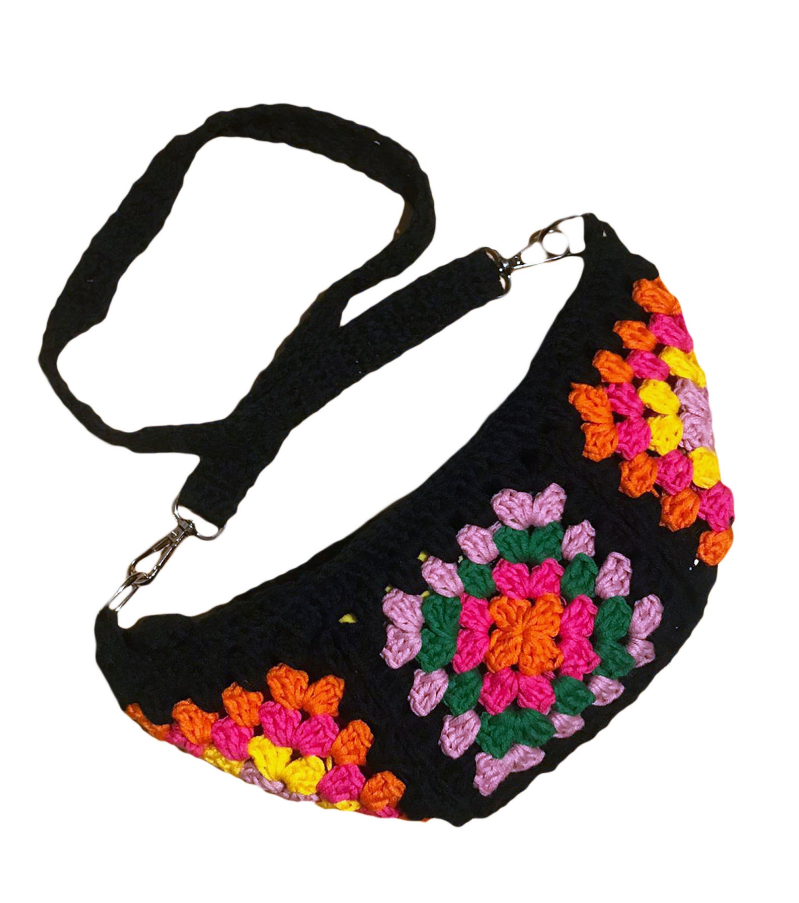 Granny Square Bum Bag, Hand Crochet Crossbody Bag, Festival Shoulder