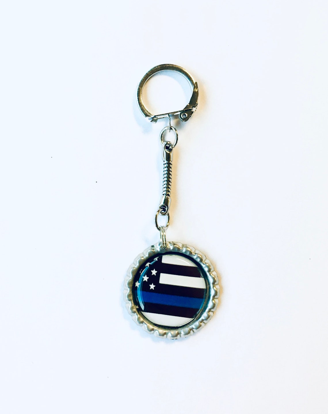 Police Handcrafted Blue Line Keychain Etsy