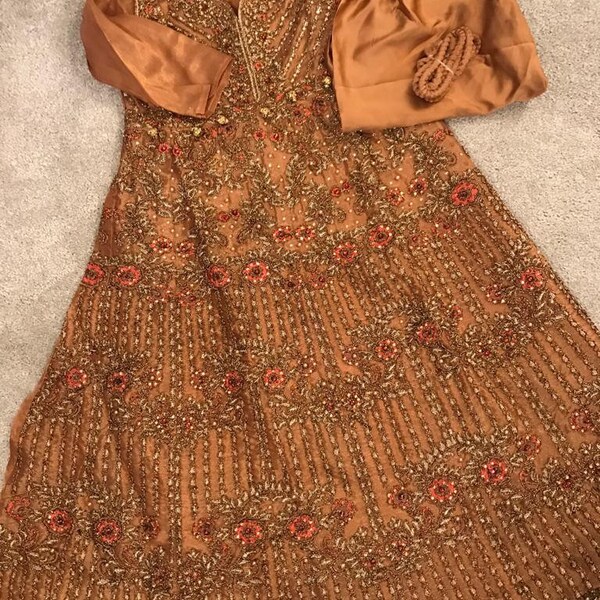 Brown Anarkali style suit  3-piece ( size 32)