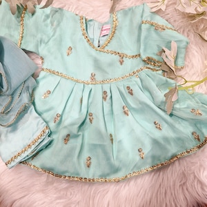 Aqua frock with trousers