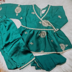 Emerald frock with trousers