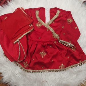 Red frock with tulip  0-3 months to 4-5 years