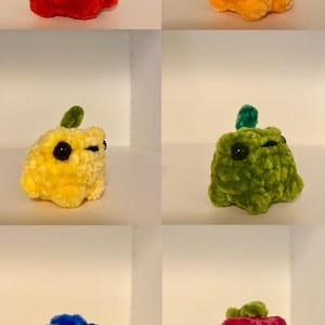 Mini Crochet Fruity Frog Plushie - Handmade Crochet Frog - Soft Crochet Animal [physical item, not a pattern]