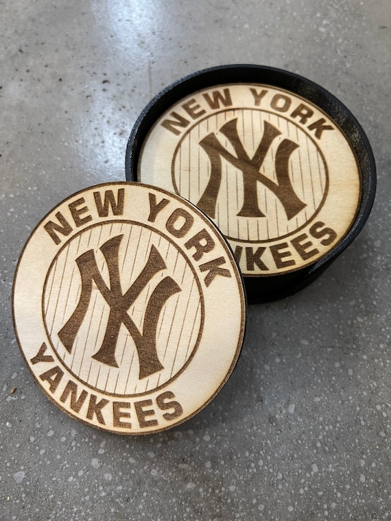 New York Yankees Drink Coasters Wood Etsy