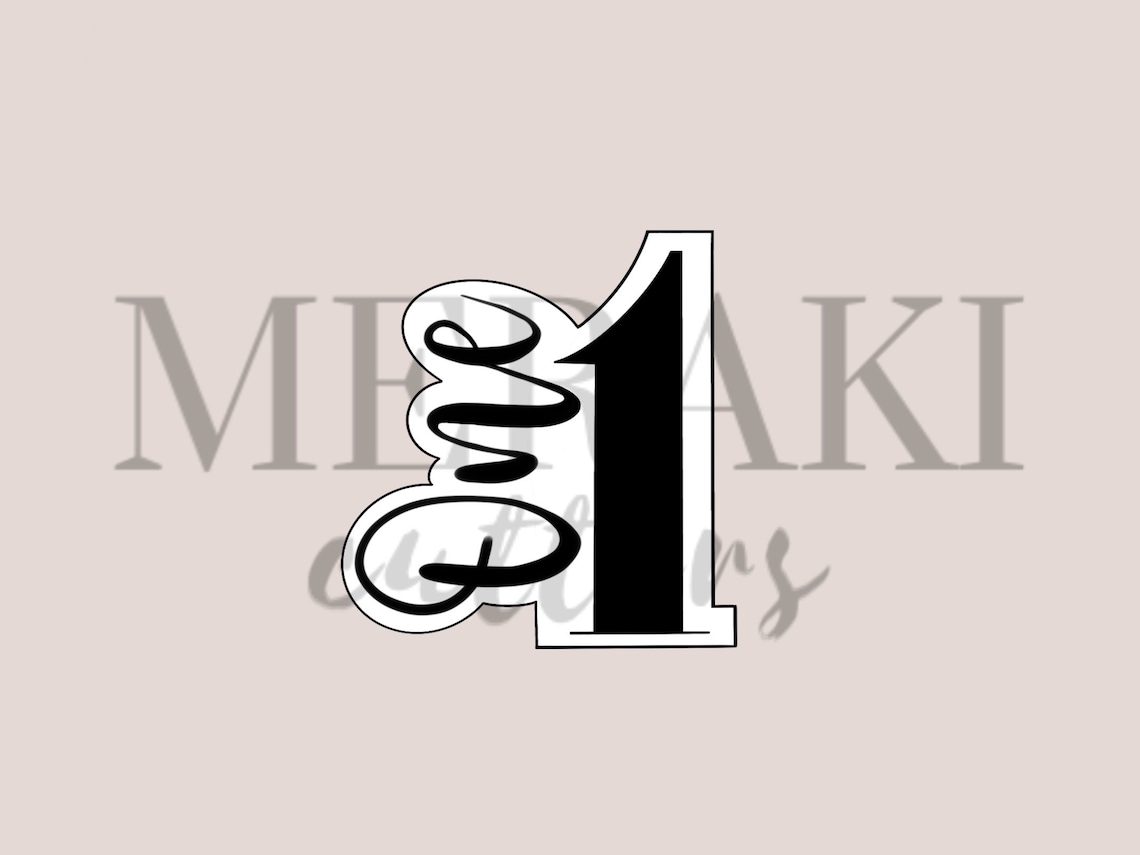 Number 1 Calligraphy Number One Lettering Cookie Cutter | Etsy