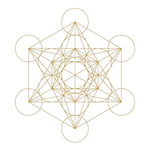 Gold Metatron&#39;s Cube on White Background Digital Print