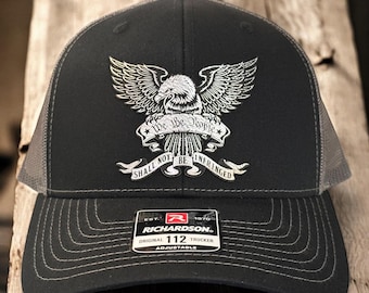 We The People Patriotic Bald Eagle Leather Patch Hat, American Flag Trucker Hat, Patriotic Hat, USA Gift, Fourth of July Hat