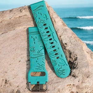 Under The Sea Samsung Galaxy Watch Band, Sea Turtle Ocean Inspired 20mm 22mm Quick Release Compatible Laser Engraved Watch Band