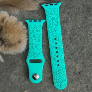 Pulseira de silicone para Apple Watch gravada com estampa de mãe de cachorro