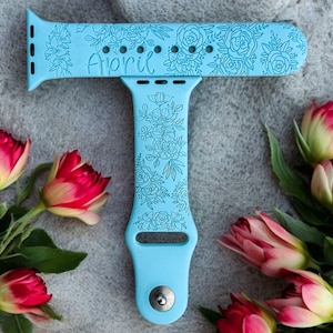 Personalized Floral Apple Watch Band | Series 9, 8, 7, 6, 5, 4, 3, 2, 1, ULTRA, 38MM, 40MM, 41MM, 42MM, 44MM, 45MM, 49MM