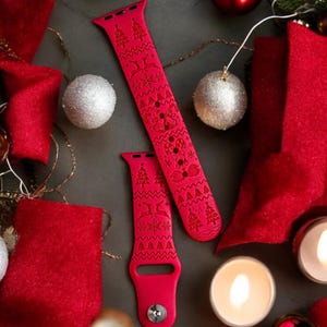Merry Christmas Engraved Apple Watch Band | Series 9, 8, 7, 6, 5, 4, 3, 2, 1, ULTRA, 38MM, 40MM, 41MM, 42MM, 44MM, 45MM, 49MM